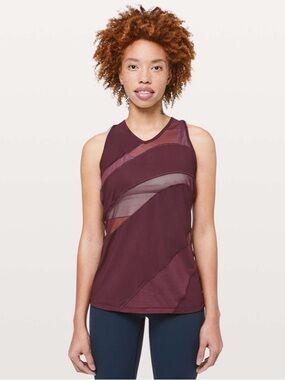 Lululemon Mesh In Motion Racerback Athletic Tank Top in Dark Adobe Burgundy 12